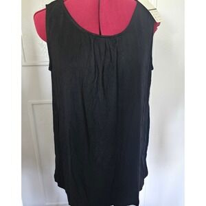 NWT iGENJUN Women's Black Sleeveless Tank Top Ruched Front Casual XL